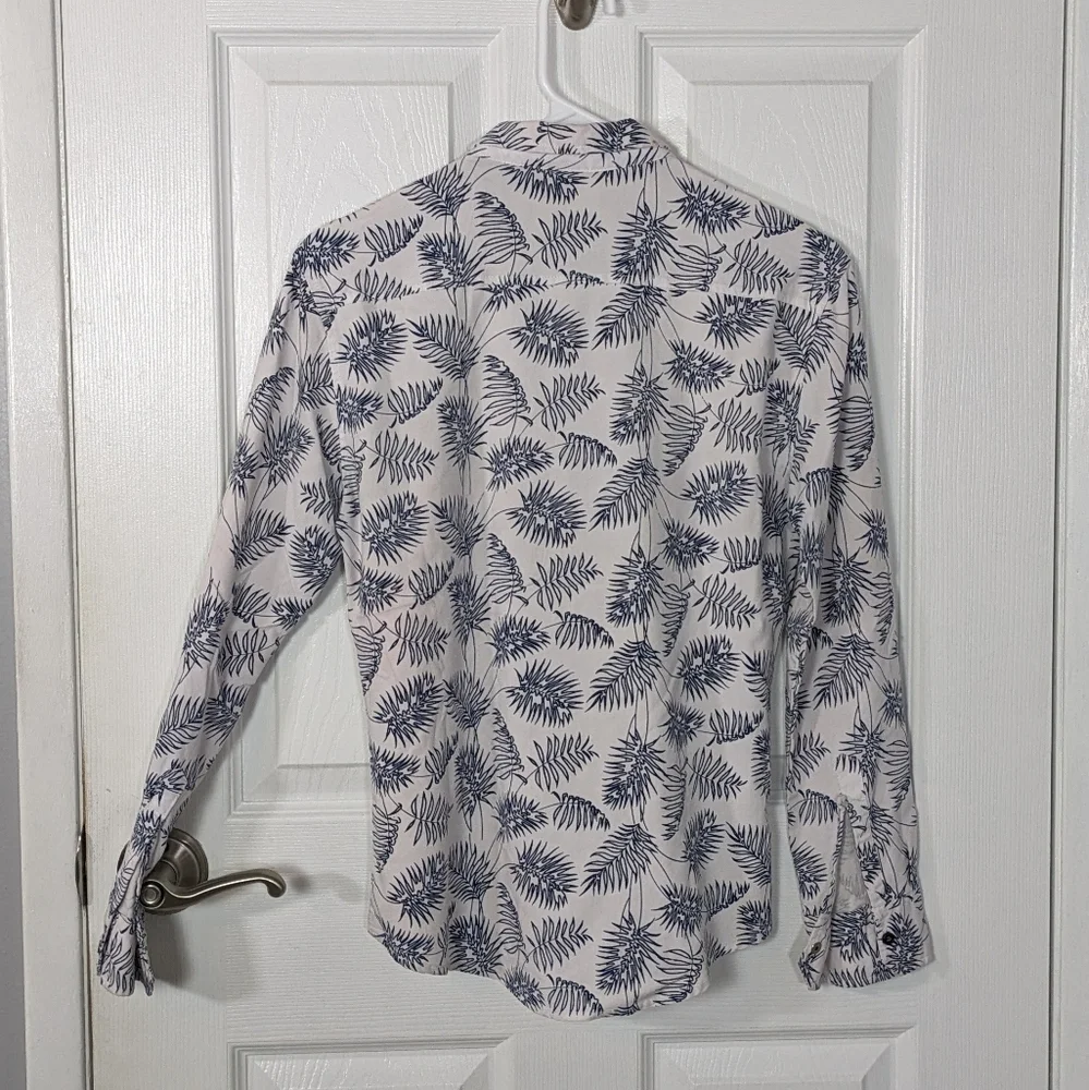 Boy's Tropical Leaf Print Snap-Up‎ Long Sleeve Collared Top Size XXL from RM-HQ